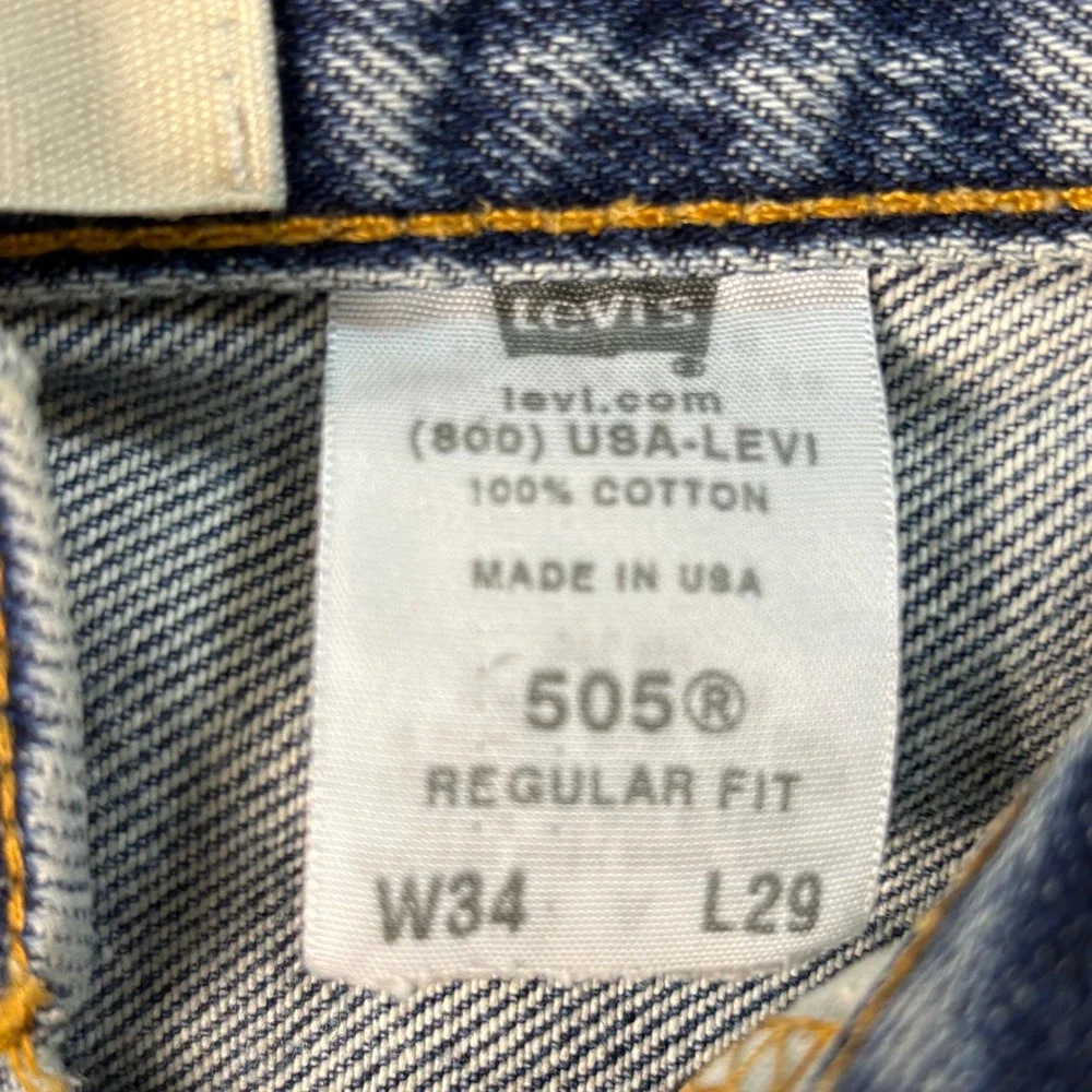 Vintage Y2K Made in USA Levis 505 Regular Fit Jeans 34x29  Blue Distressed Mens